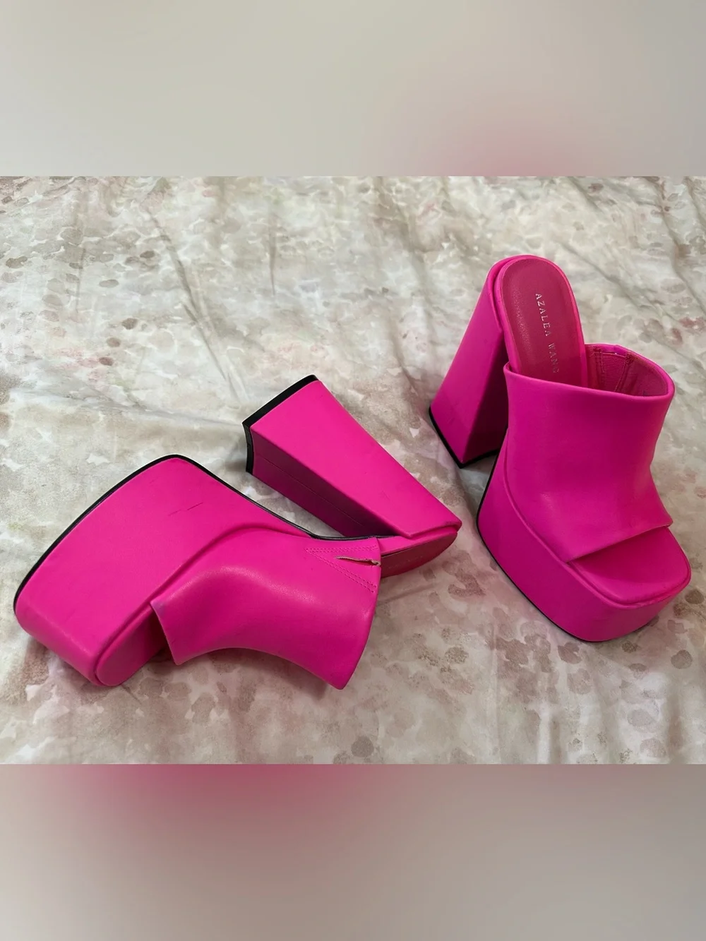 Dolls Kill Neon Pink Chunky Platform Mules